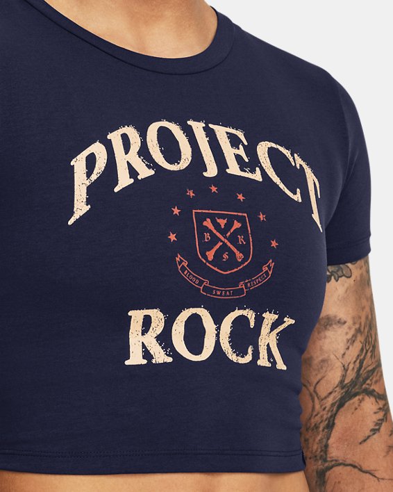 Women's Project Rock Arena Baby T-Shirt in Blue image number 6